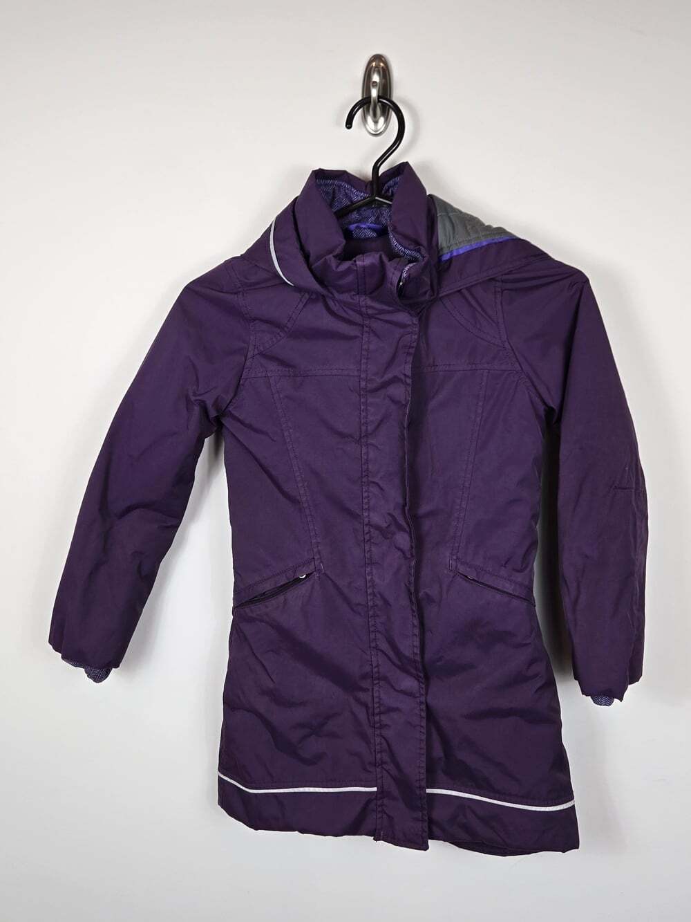 Iviva By Lululemon Girl 6 Purple Hooded winter Jacket Reflective Long Coat Parka - Picture 2 of 12